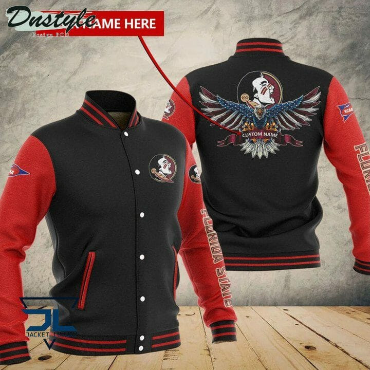 NCAA Florida State Seminoles Personalized Name Black Red Baseball Jacket for Men & Women | NCAA Team Fan Gift