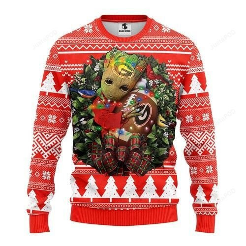 Ncaa Georgia Bulldogs Groot Hug Ugly Christmas Sweater,