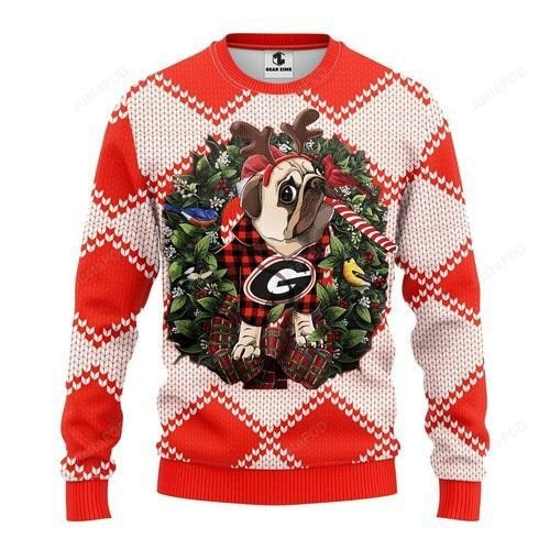 Ncaa Georgia Bulldogs Pug Dog Ugly Christmas Sweater, Perfect Holiday Gift