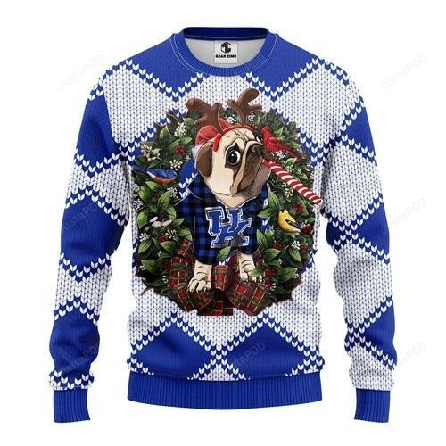 Ncaa Kentucky Wildcats Pug Dog Ugly Christmas Sweater, Perfect Holiday Gift