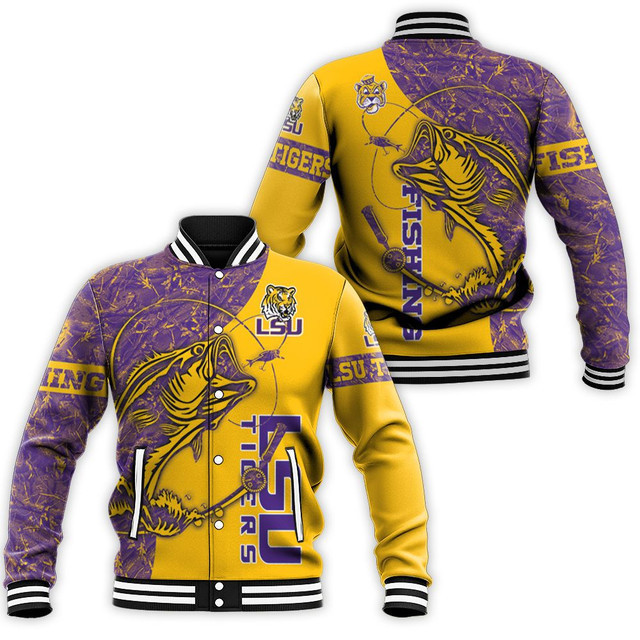 NCAA LSU Tigers Personalized Name Number Baseball Jacket for Men & Women | NCAA Team Fan Gift