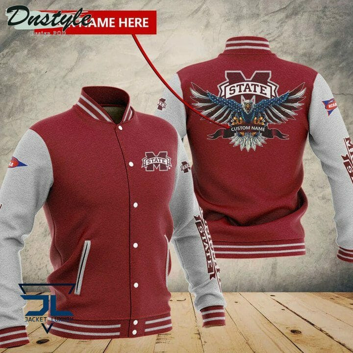 NCAA Mississippi State Bulldogs Personalized Name Red Grey Baseball Jacket for Men & Women | NCAA Team Fan Gift