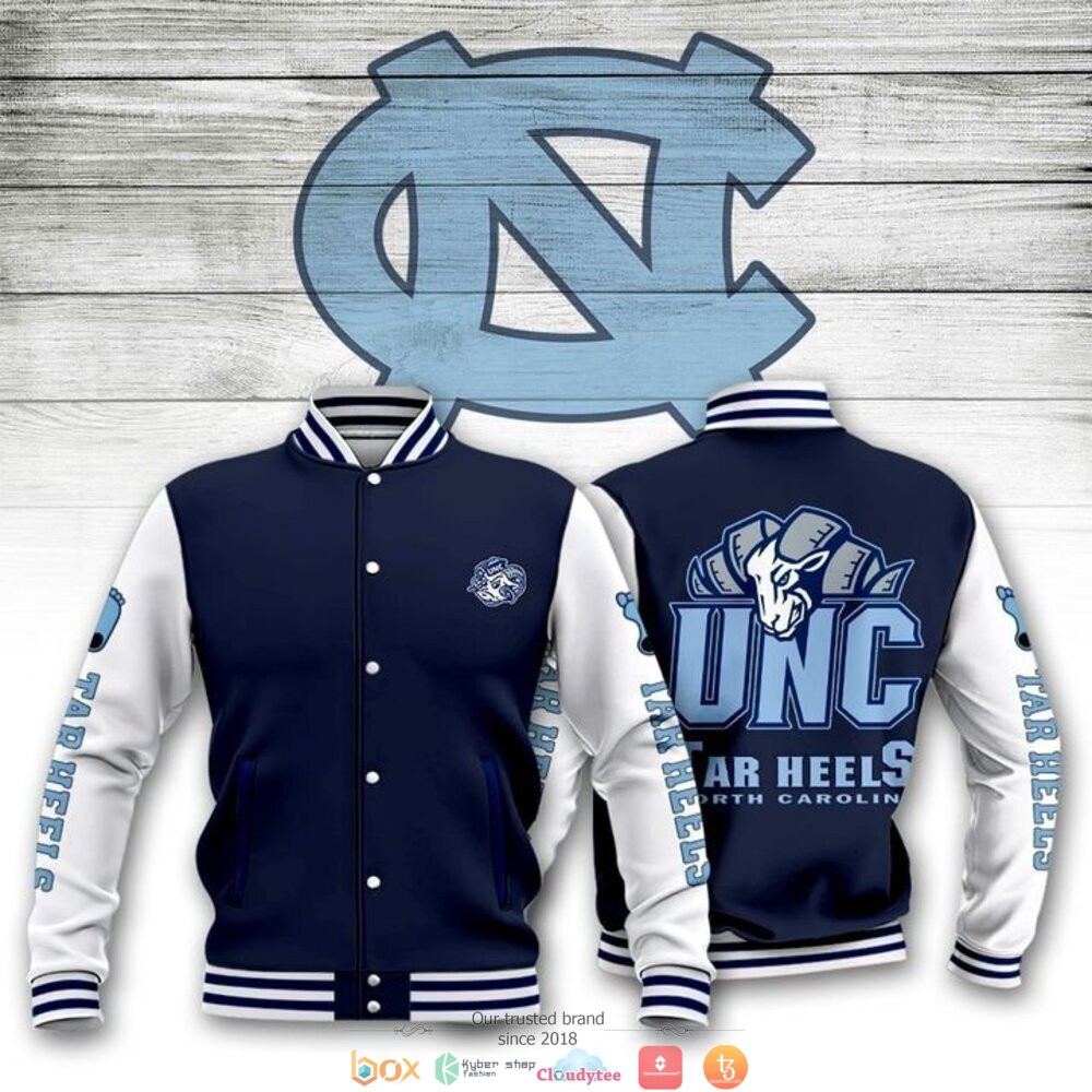 NCAA North Carolina Tar Heels Dark Blue White Baseball Jacket for Men & Women | NCAA Team Fan Gift