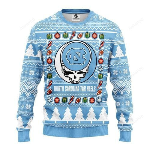 Ncaa North Carolina Tar Heels Grateful Dead Ugly Christmas Sweater,