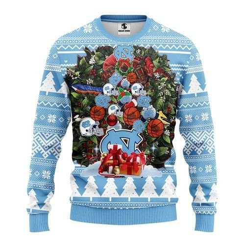Ncaa North Carolina Tar Heels Tree Christmas Ugly Christmas Sweater,