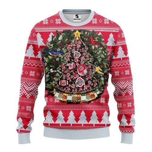 Ncaa Ohio State Buckeyes Christmas Tree Ugly Christmas Sweater,