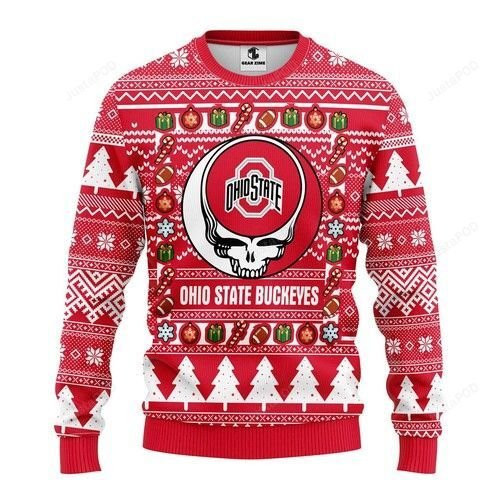 Ncaa Ohio State Buckeyes Grateful Dead Ugly Christmas Sweater, Perfect Holiday Gift
