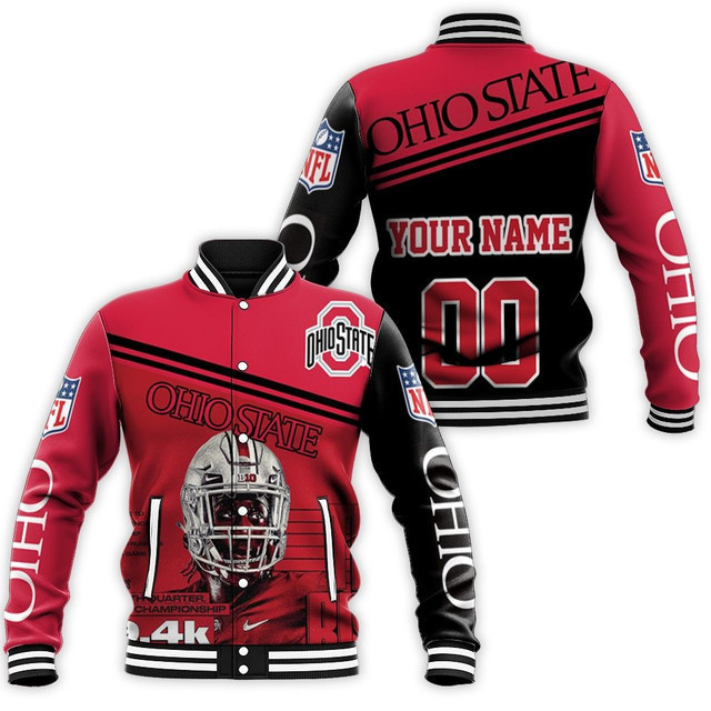 NCAA Ohio State Buckeyes Personalized Name Number Red Baseball Jacket for Men & Women | NCAA Team Fan Gift