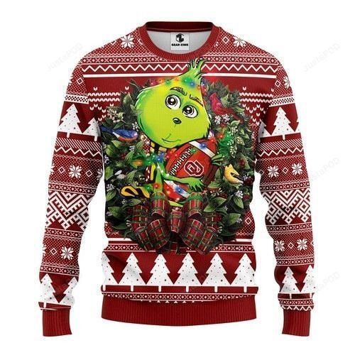 Ncaa Oklahoma Sooners Grinch Hug Ugly Christmas Sweater,