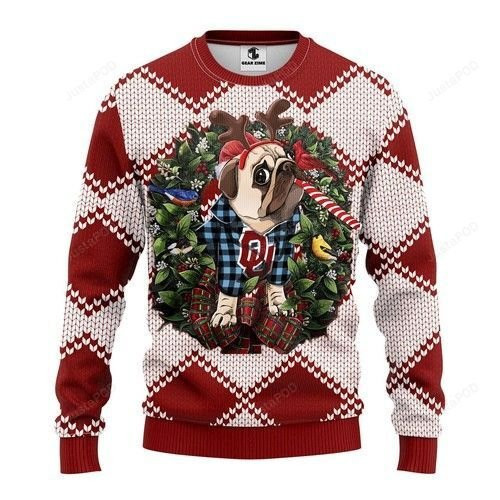 Ncaa Oklahoma Sooners Pug Dog Ugly Christmas Sweater, Perfect Holiday Gift