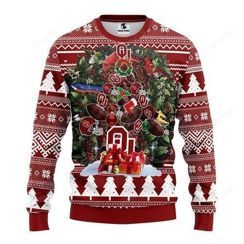 Ncaa Oklahoma Sooners Tree Christmas Ugly Christmas Sweater, Perfect Holiday Gift