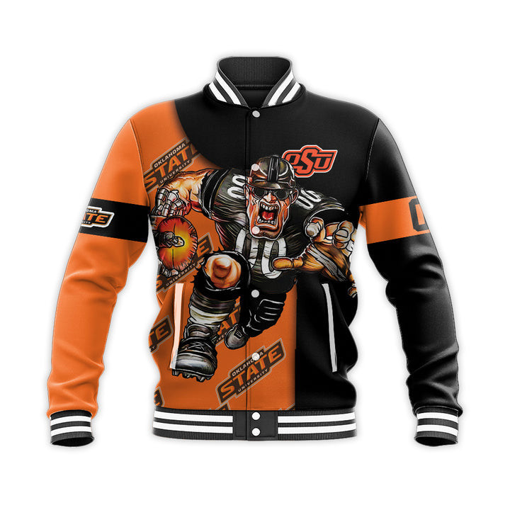 NCAA Oklahoma State Cowboys Personalized Name Number Orange Black Baseball Jacket for Men & Women | NCAA Team Fan Gift