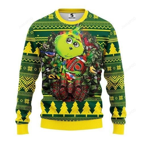 Ncaa Oregon Ducks Grinch Hug Ugly Christmas Sweater, Perfect Holiday Gift