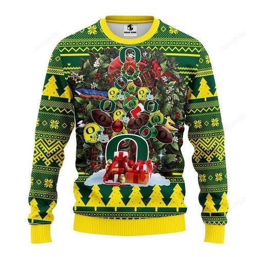 Ncaa Oregon Ducks Tree Ugly Christmas Sweater, Perfect Holiday Gift