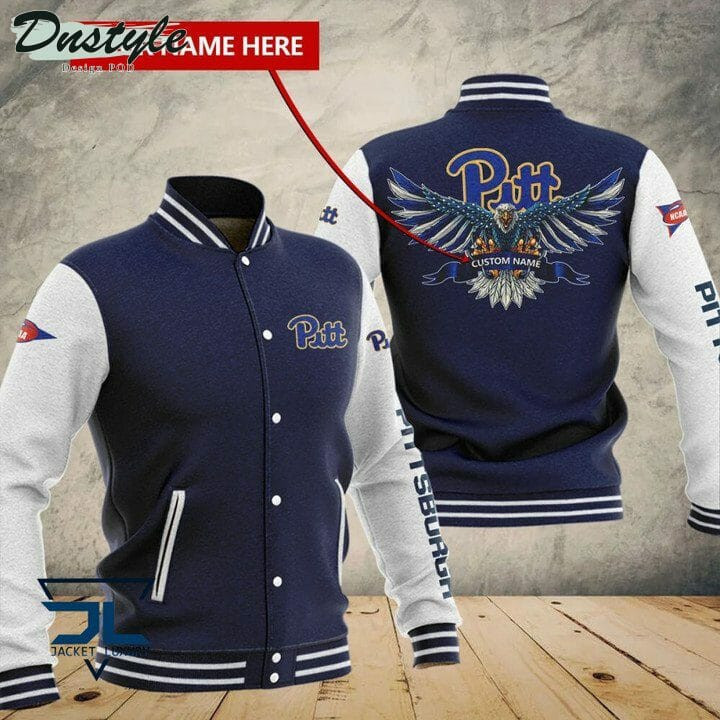 NCAA Pittsburgh Panthers Personalized Name Navy Blue Varsity Baseball Jacket for Men & Women | NCAA Team Fan Gift