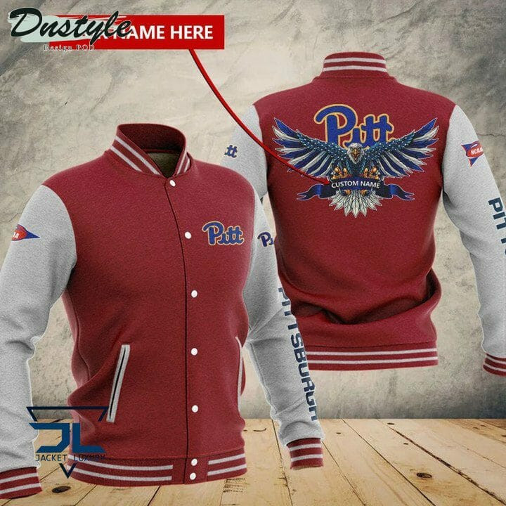 NCAA Pittsburgh Panthers Personalized Name Red Grey Baseball Jacket Varsity Baseball Jacket for Men & Women | NCAA Team Fan Gift