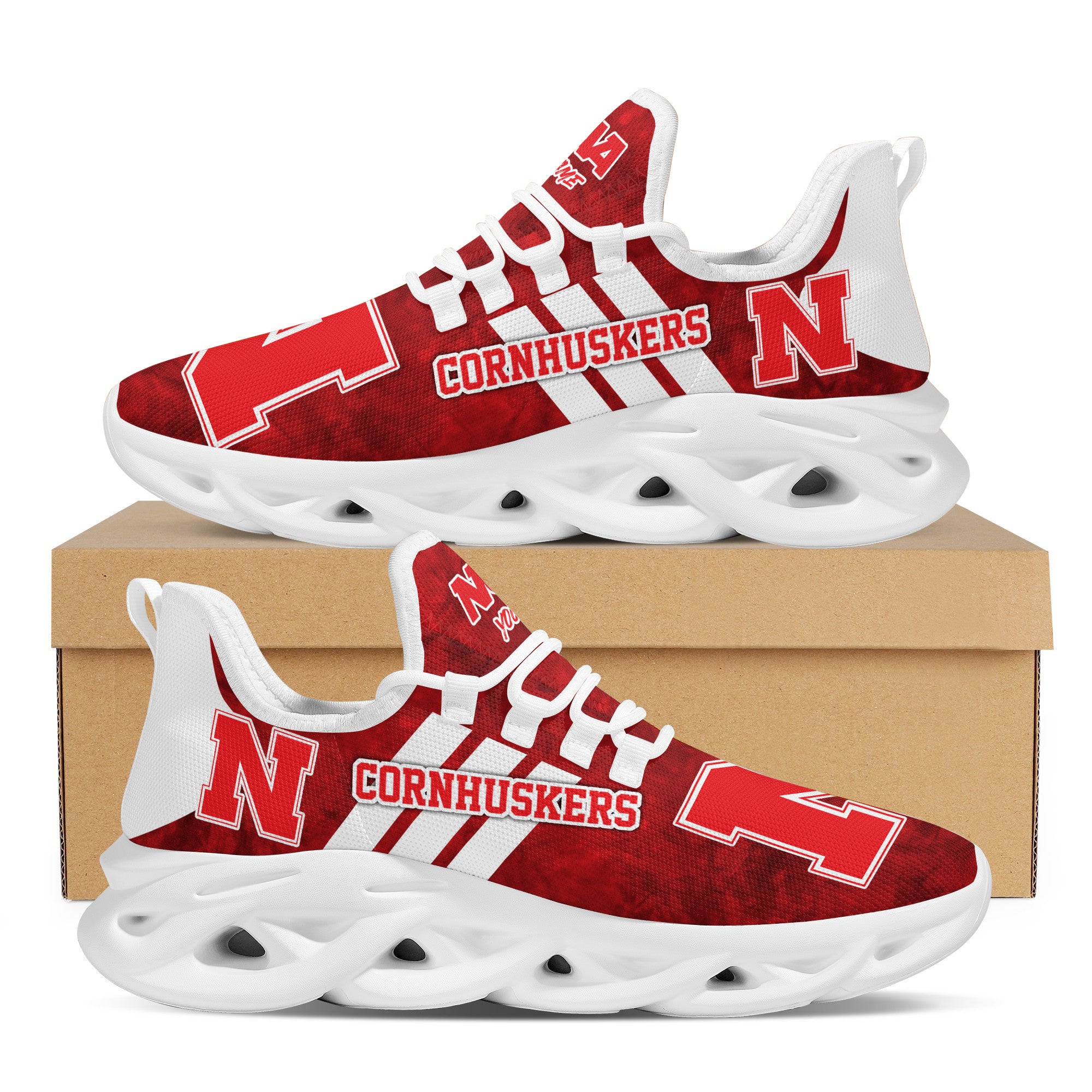 Nebraska Cornhuskers Max Soul Shoes Sneakers for Men And Women – NCAA Fan Shoes, Team Sneakers
