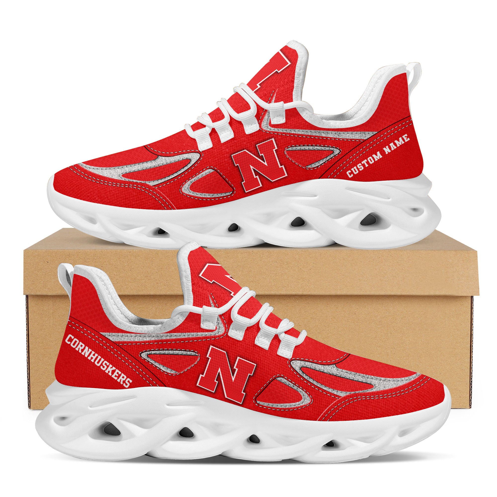 Nebraska Cornhuskers Max Soul Shoes Sneakers for Men And Women – NCAA Fan Shoes, Team Sneakers