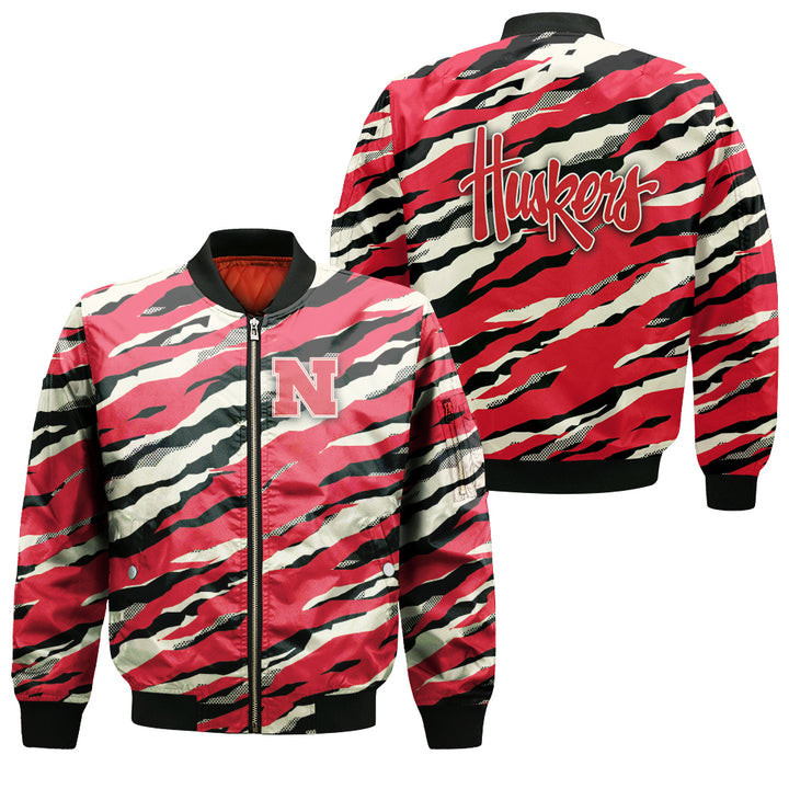 Nebraska Cornhuskers Red Cream Bomber Jacket | NCAA College Team Jacket for Men & Women | Sports Fan Gift - Image 3