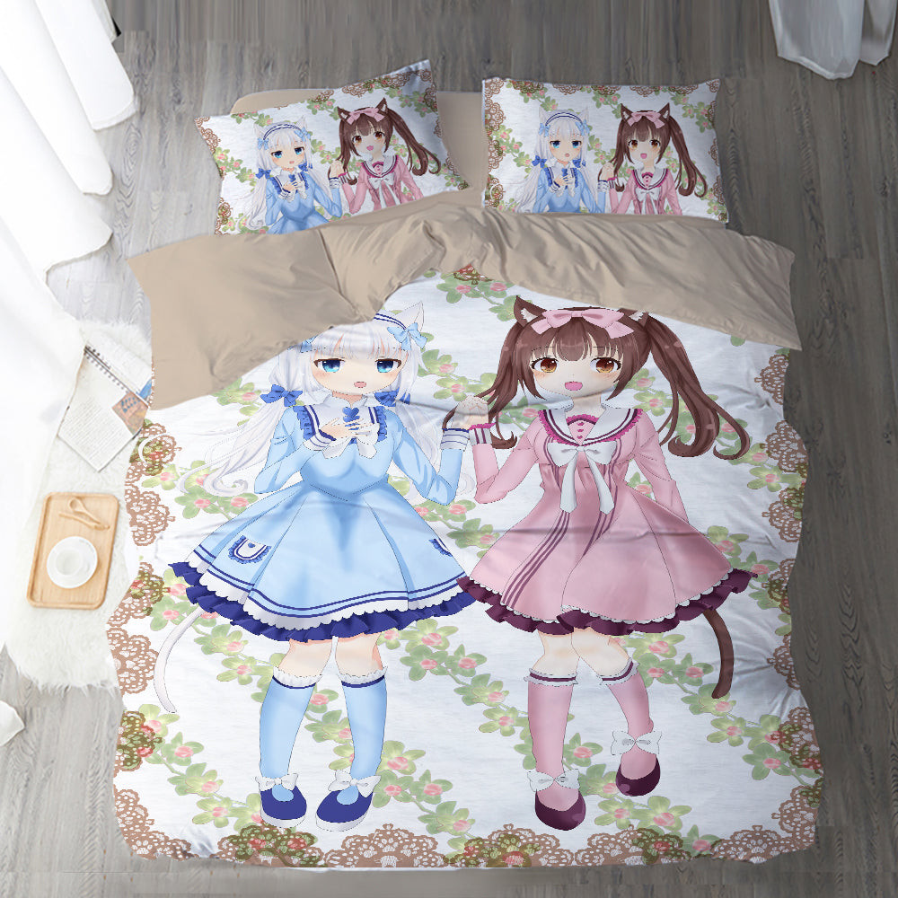 Nekopara Duvet Cover Quilt Cover Pillowcase Bedding Set Bed Linen Home Bedroom Decor