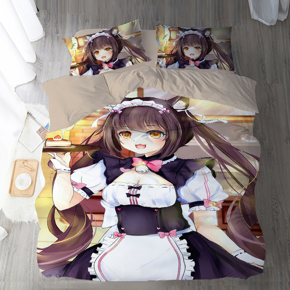 Nekopara Duvet Cover Quilt Cover Pillowcase Bedding Set Bed Linen Home Bedroom Decor
