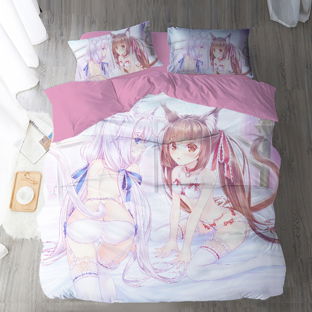 Nekopara Duvet Cover Quilt Cover Pillowcase Bedding Set Bed Linen Home Bedroom Decor