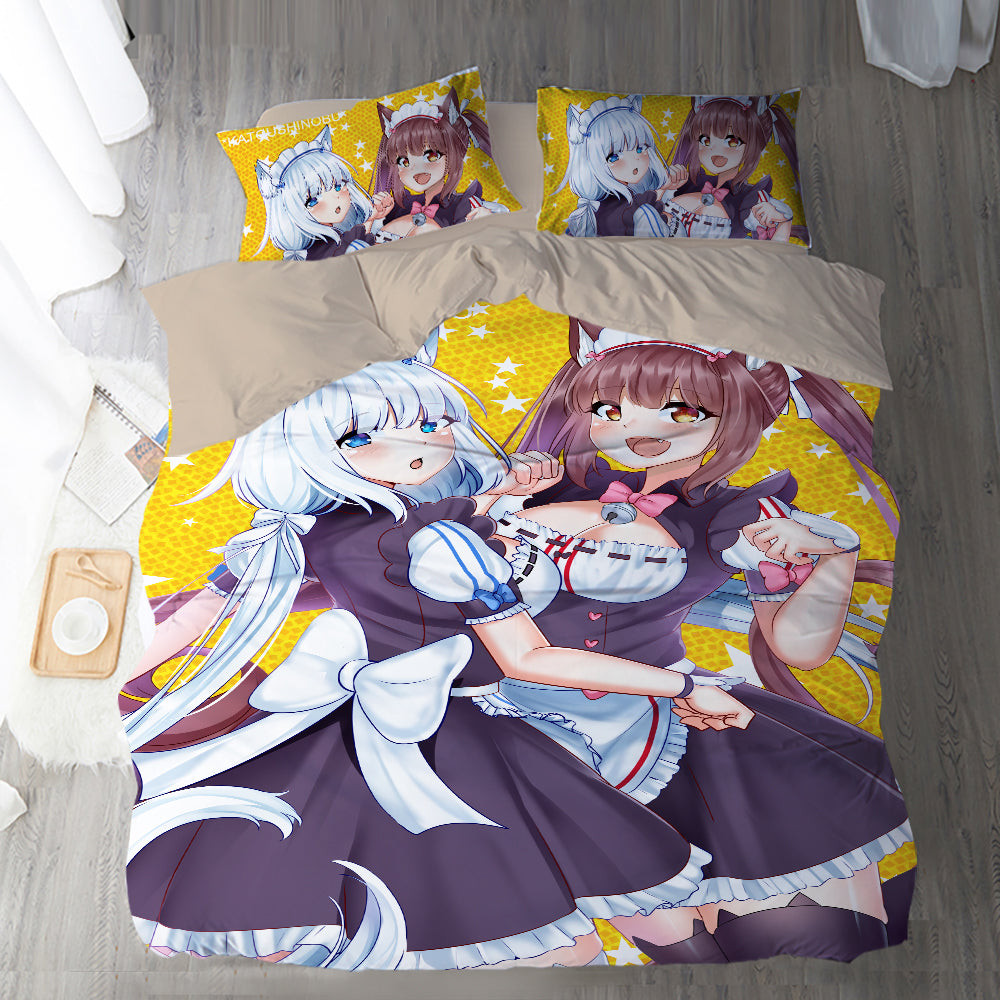 Nekopara Duvet Cover Quilt Cover Pillowcase Bedding Set Bed Linen Home Bedroom Decor