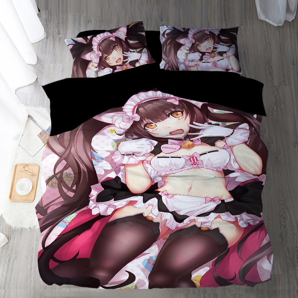 Nekopara Duvet Cover Quilt Cover Pillowcase Bedding Set Bed Linen Home Bedroom Decor