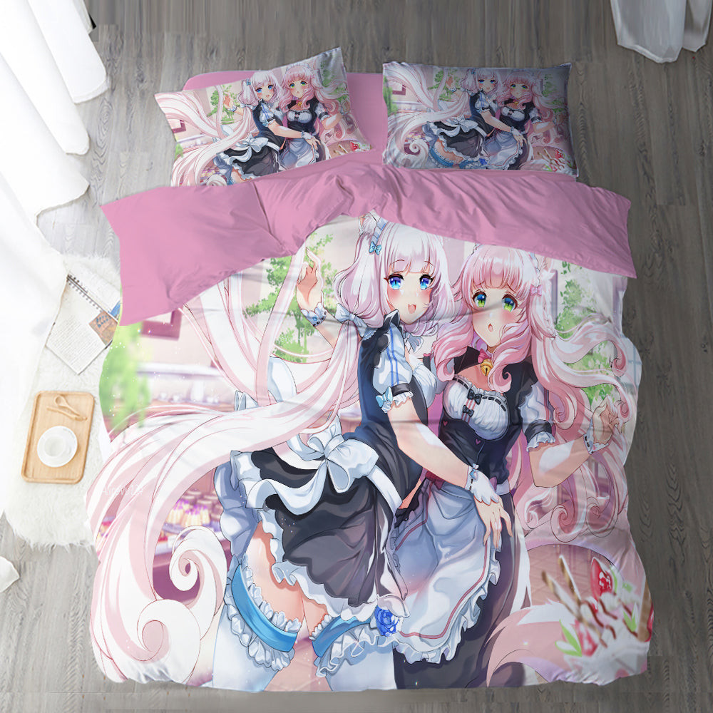 Nekopara Duvet Cover Quilt Cover Pillowcase Bedding Set Bed Linen Home Bedroom Decor