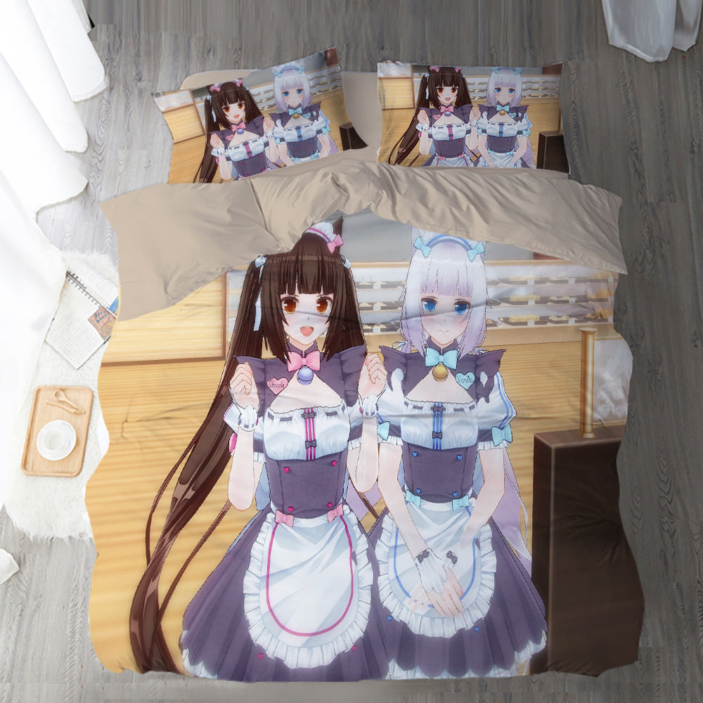 Nekopara Duvet Cover Quilt Cover Pillowcase Bedding Set Bed Linen Home Bedroom Decor