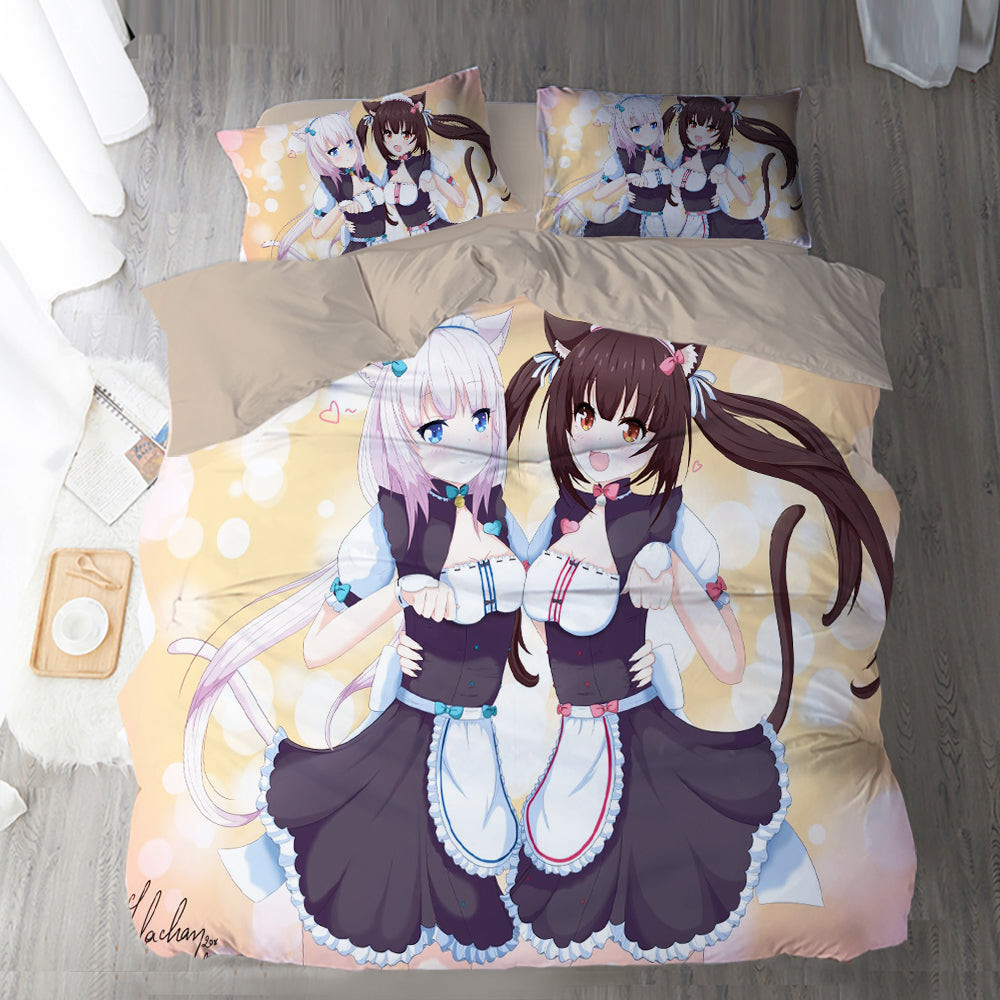 Nekopara Duvet Cover Quilt Cover Pillowcase Bedding Set Bed Linen Home Bedroom Decor
