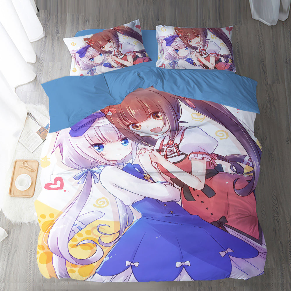 Nekopara Duvet Cover Quilt Cover Pillowcase Bedding Set Bed Linen Home Bedroom Decor