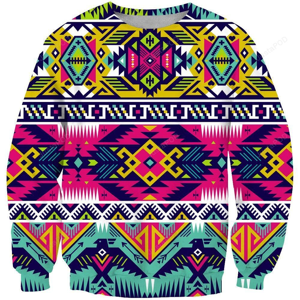 Neon Colors Pattern Ugly Christmas Sweater, Perfect Holiday Gift