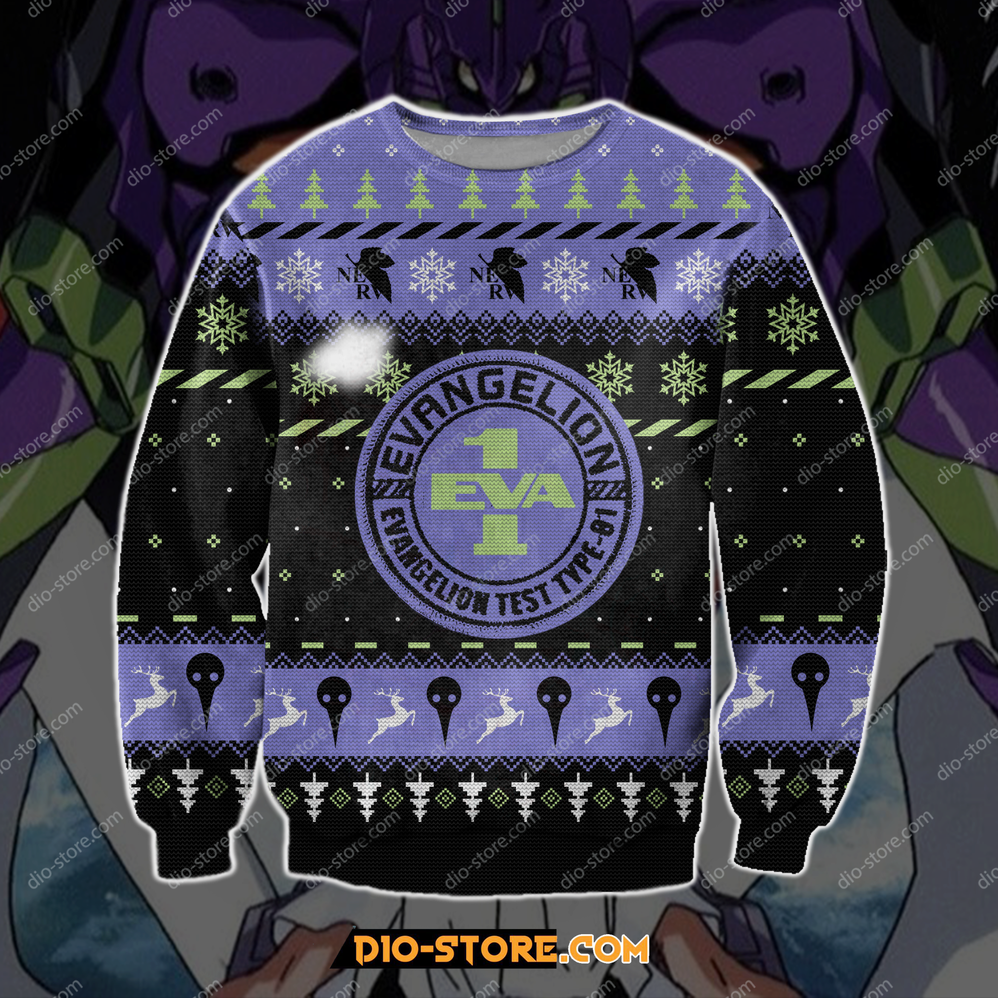 Neon Genesis Evangelion 3D Print Ugly Christmas Sweater