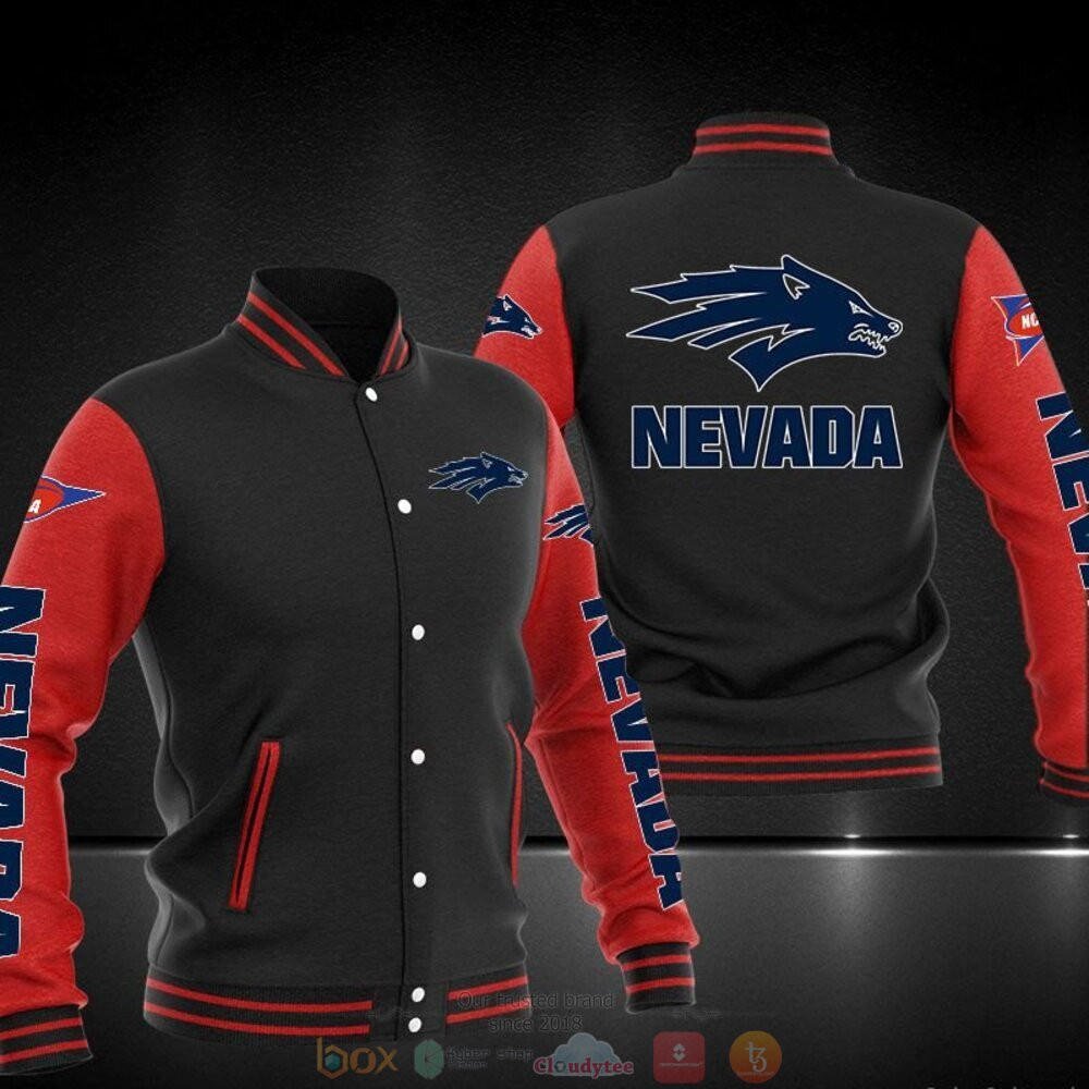 Nevada Wolf Pack Black Red Varsity Baseball Jacket for Men & Women | NCAA Team Fan Gift