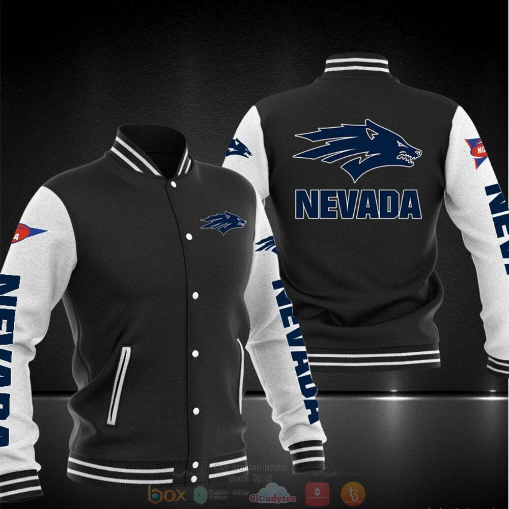 Nevada Wolf Pack Black White Varsity Baseball Jacket for Men & Women | NCAA Team Fan Gift