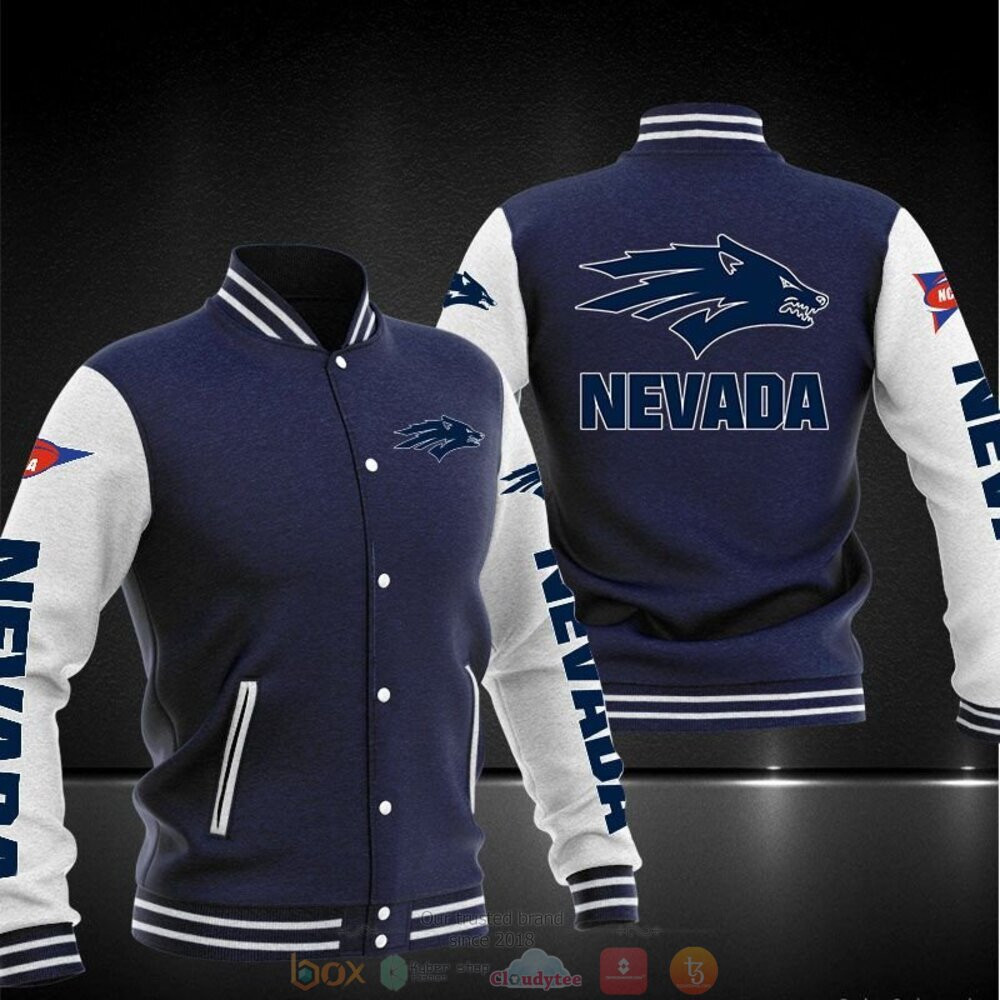 Nevada Wolf Pack Dark Blue White Varsity Baseball Jacket for Men & Women | NCAA Team Fan Gift