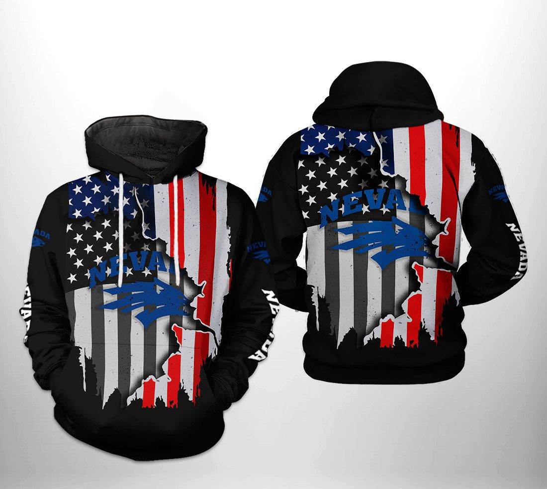 Nevada Wolf Pack NCAA US Flag 3D All Over Print Hoodie & Zip Hoodie