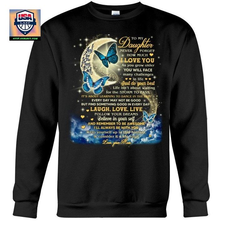 Never Forget How Much I Love You Blue Cloud Waning Moon Mama Gift For Daughter Sweater