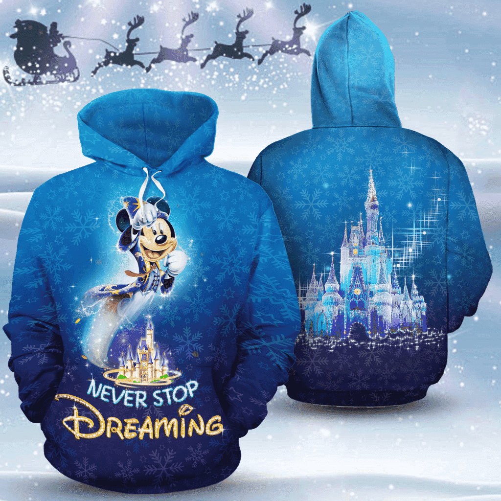 Never Stop Dreaming Mickey Art 3D All Over Print Hoodie & Zip Hoodie