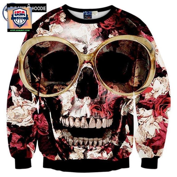 New Arrivals Hip Hop Hoodies Men Women Sweaters 3D Print Glasses Roses Skull Unisex Pullovers