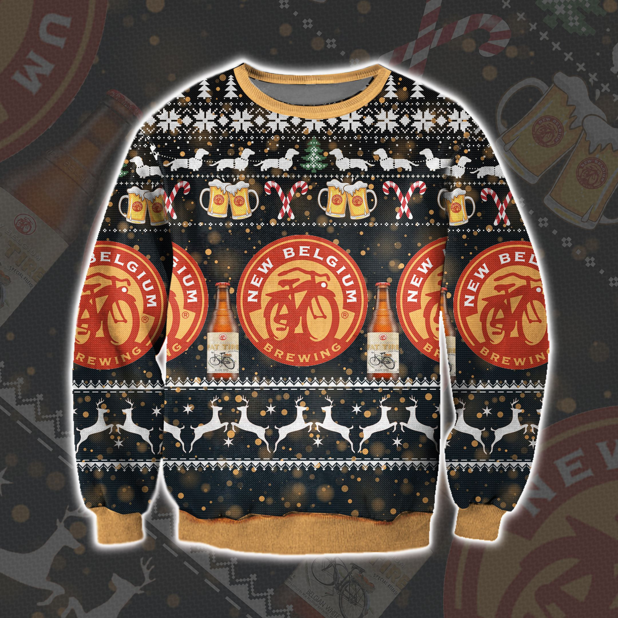 New Belgium Brewing Knitting Pattern 3D Print Ugly Christmas Sweater
