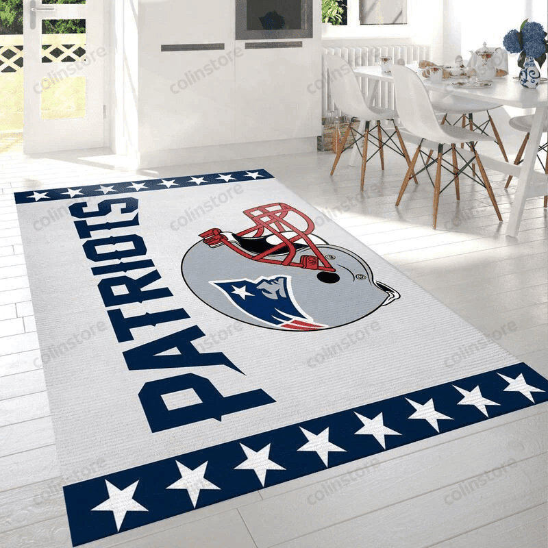 New England Patriots 10 3D Rectangle Area Rug – Full Print Carpet For Living Room & Bedroom Home Decor
