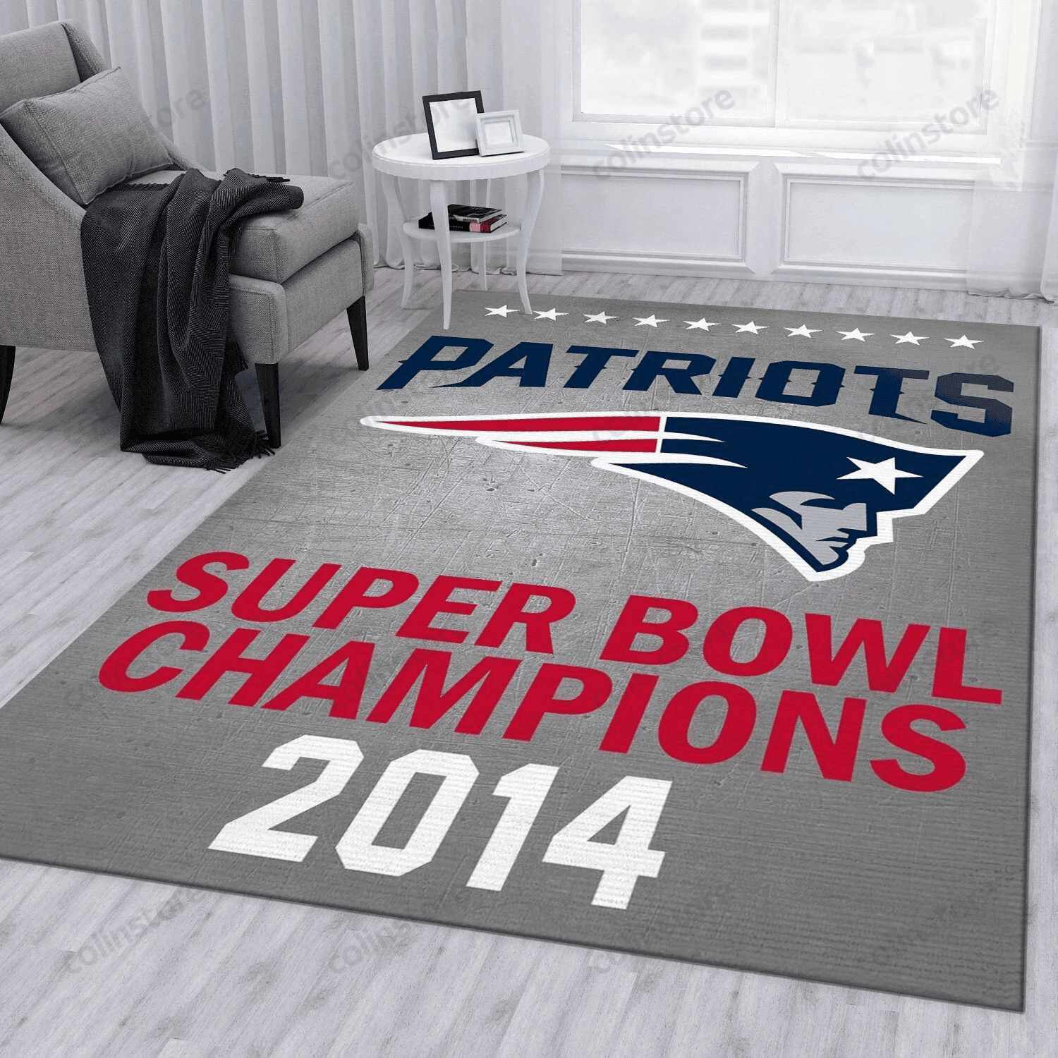 New England Patriots 2014 Rectangle Area Rug – Full Print Carpet For Living Room & Bedroom Home Decor