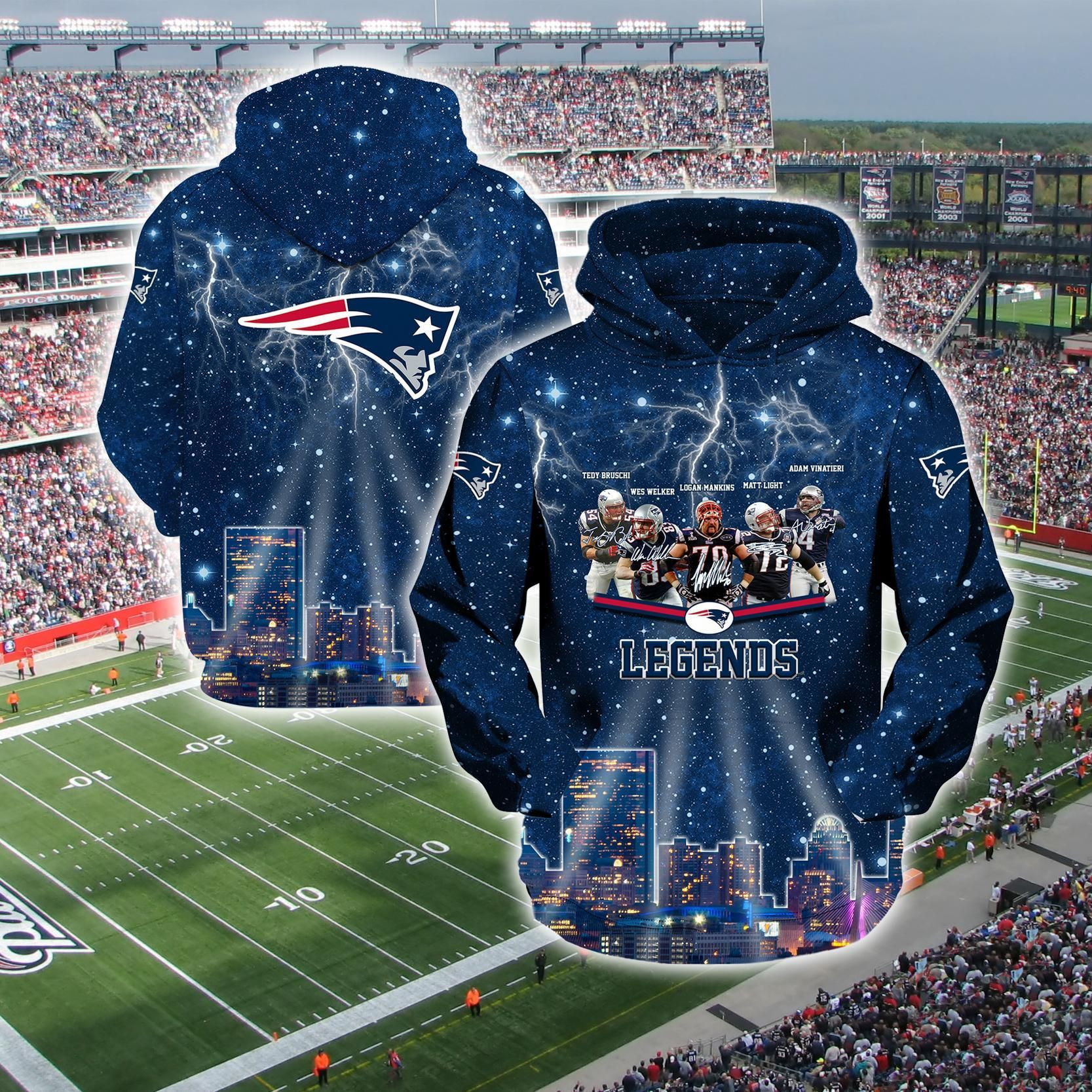 New England Patriots 3D All Over Print Hoodie & Zip Hoodie