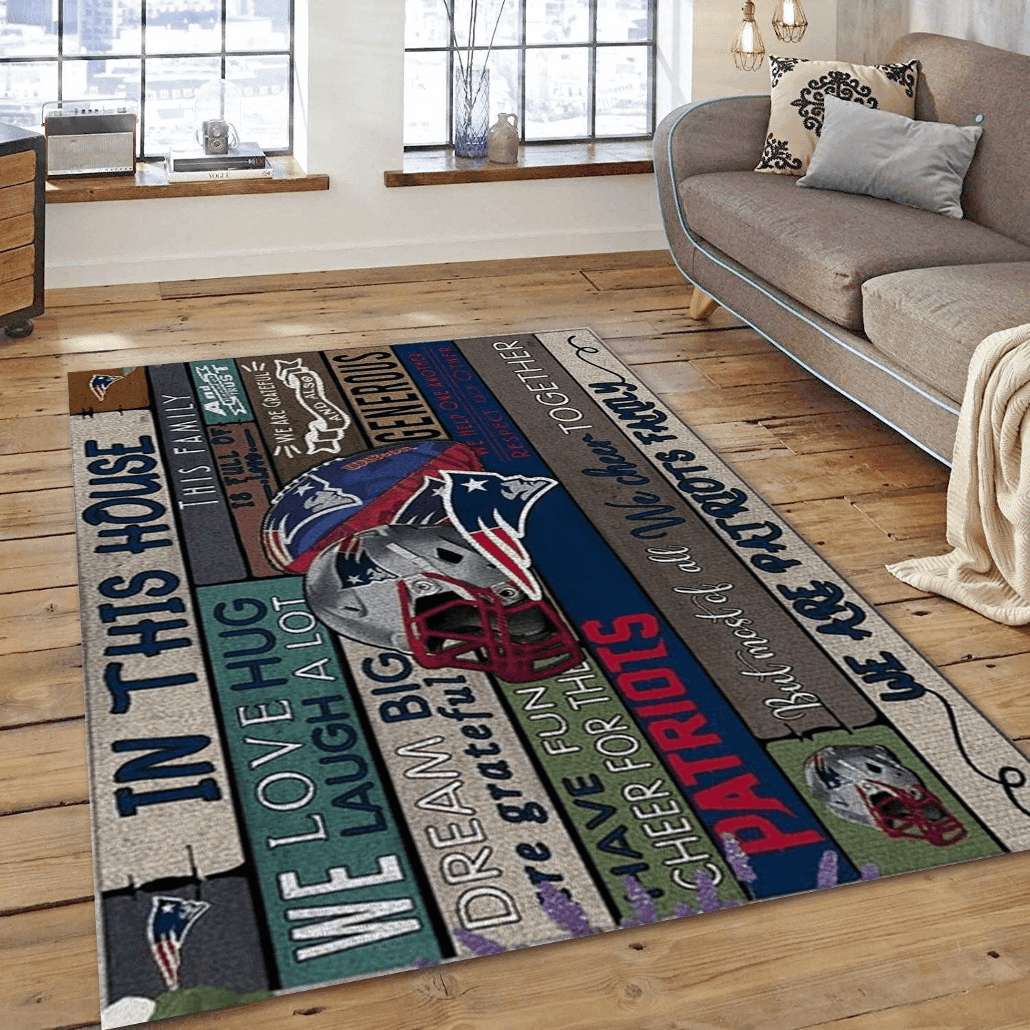 New England Patriots 3D Rectangle Area Rug – Full Print Carpet For Living Room & Bedroom Home Decor