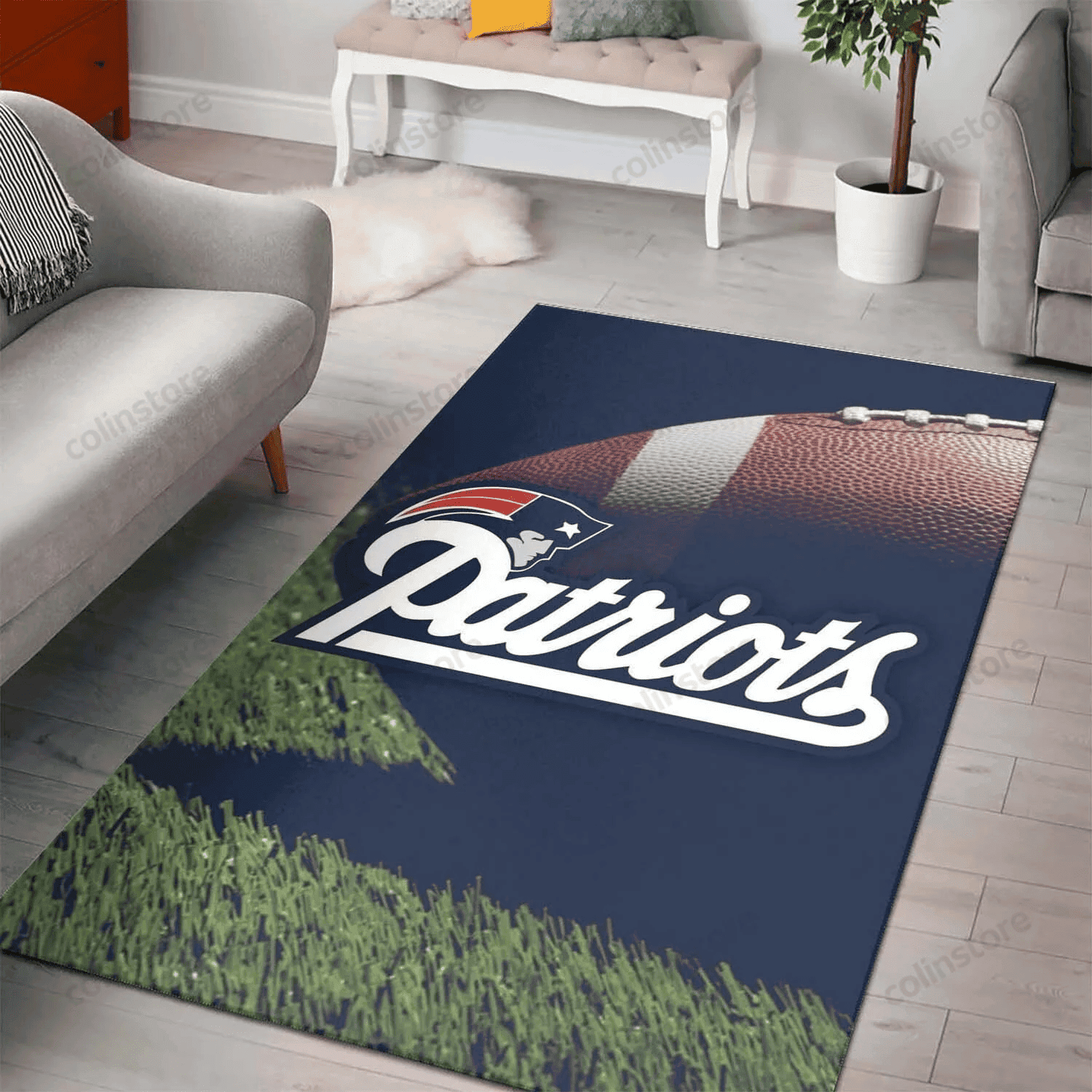 New England Patriots 3D Rectangle Area Rug – Full Print Carpet For Living Room & Bedroom Home Decor