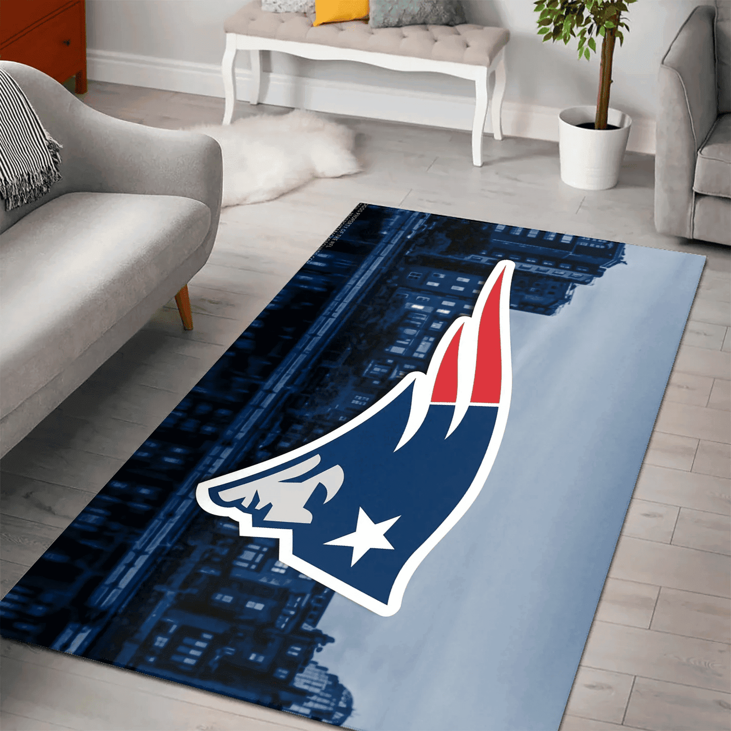 New England Patriots City 3D Full Print Rectangle Area Rug – Full Print Carpet For Living Room & Bedroom Home Decor