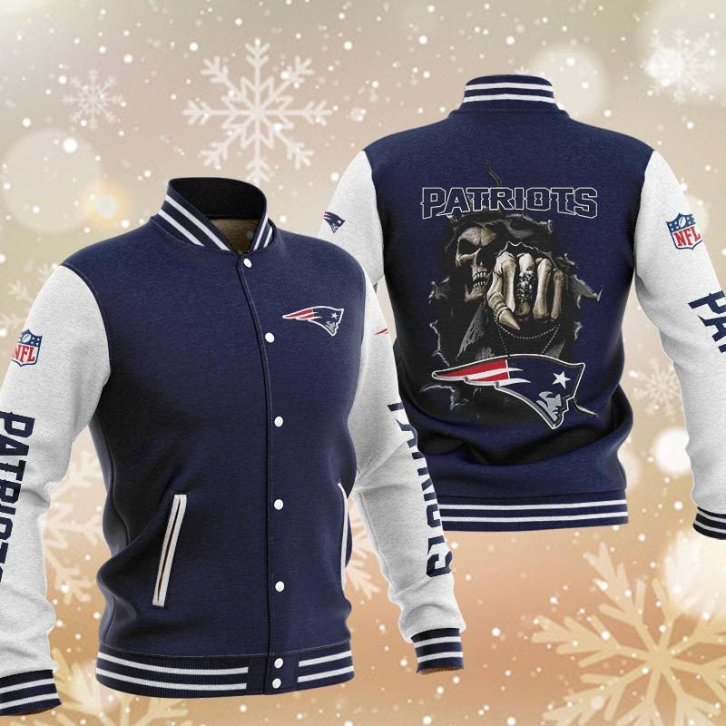 New England Patriots Dark Blue Edition Varsity Baseball Jacket for Men & Women | NFL Team Fan Gift