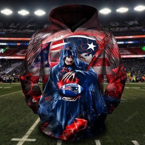 New England Patriots Death Skull 3D All Over Print Hoodie & Zip Hoodie